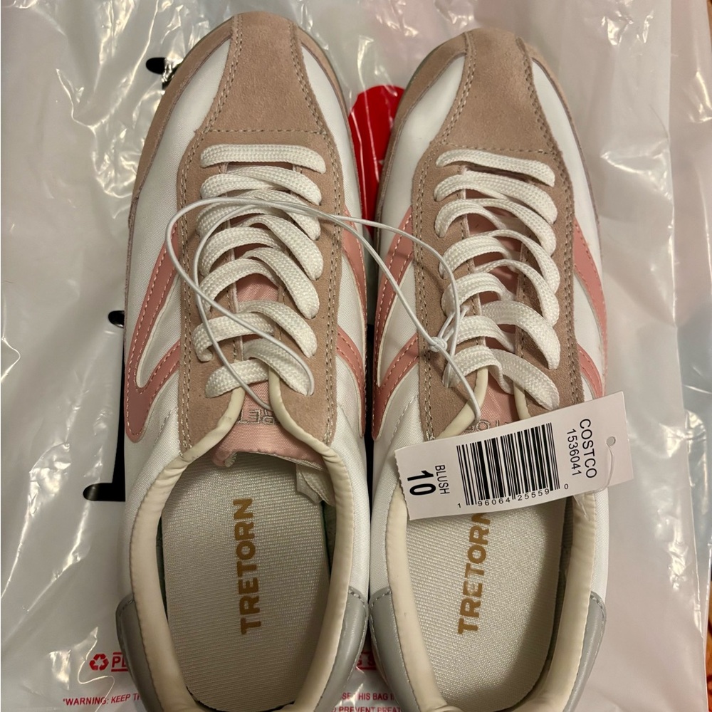 Tretorn Women's Pink and White Sneakers, NWT Sz 10